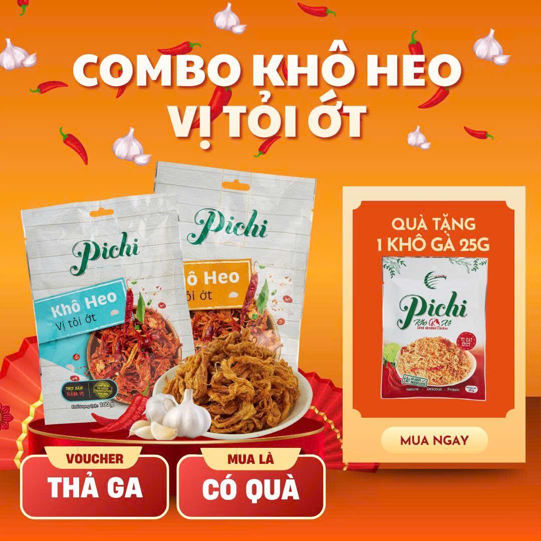 [Combo Deal Hời] Khô Heo Vị Tỏi Ớt Pichi 50g - Đặc Sản Thơm Ngon Chuẩn Vị - An Toàn Vệ Sinh Thực Phẩm