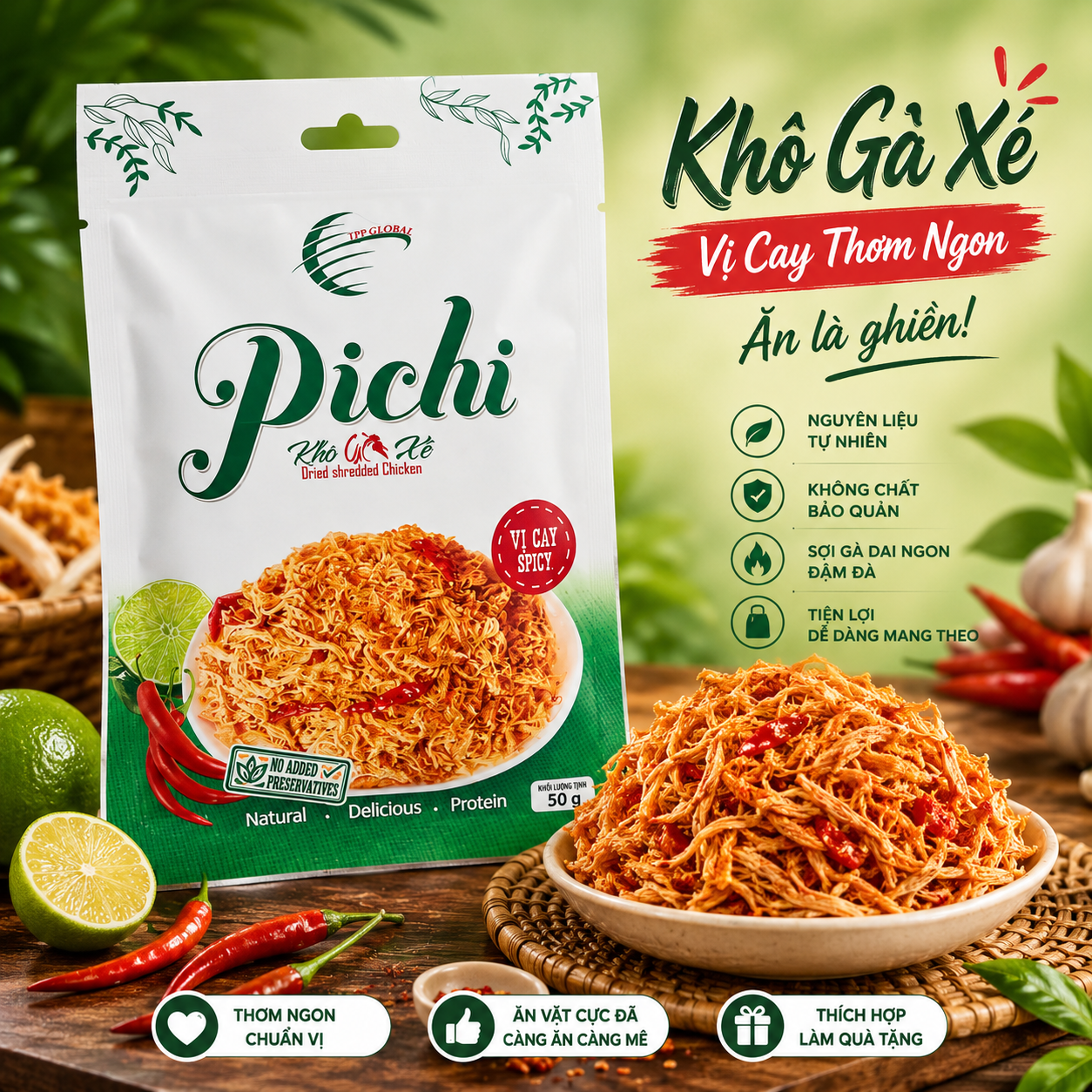 Khô gà xé cay 50G