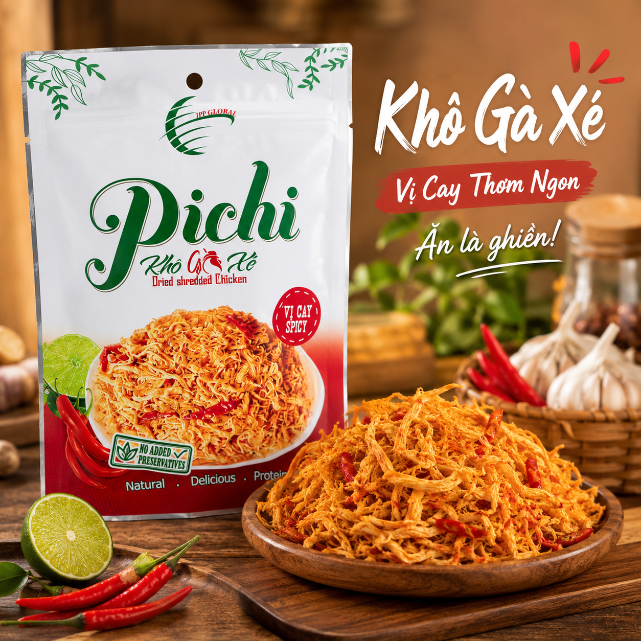Khô gà xé cay 25G